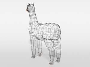 low poly cartoon alpaca 3D Model