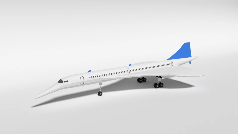 low poly cartoon concorde airplane 3D Model .c4d .max .obj .3ds .fbx .stl .blend