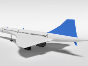 low poly cartoon concorde airplane 3D Model