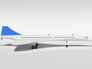 low poly cartoon concorde airplane 3D Model