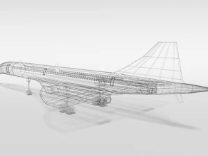 low poly cartoon concorde airplane 3D Model