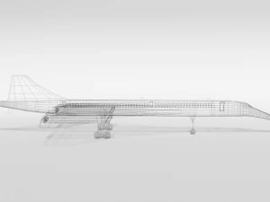 low poly cartoon concorde airplane 3D Model