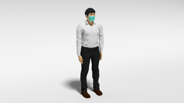 cartoon man with medical mask 3D 모델 .c4d .max .obj .3ds .fbx .stl .blend 