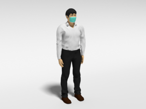 cartoon man with medical mask Modelo 3D