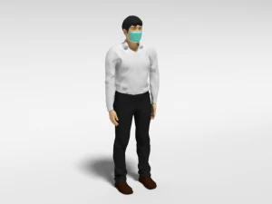 医療マスクを持つ漫画の男 3Dモデル