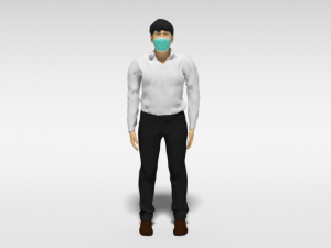 cartoon man with medical mask 3D 모델