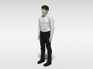 cartoon man with medical mask 3D 모델