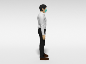 cartoon man with medical mask 3D 모델