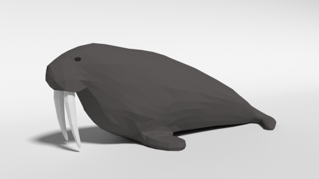 low poly cartoon walrus 3Dモデル .c4d .max .obj .3ds .fbx .stl .blend