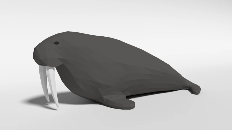 low poly cartoon walrus 3D Model .c4d .max .obj .3ds .fbx .stl .blend 