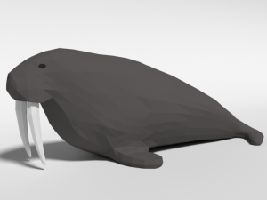 low poly cartoon walrus 3D Model