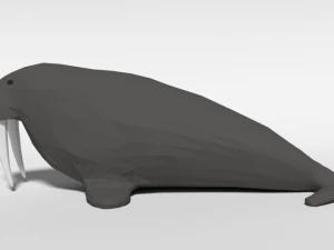 low poly cartoon walrus 3D Model