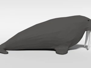 low poly cartoon walrus 3D Model