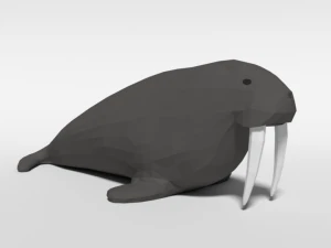 low poly cartoon walrus 3D Model