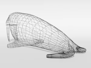low poly cartoon walrus 3D Model