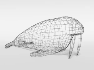 low poly cartoon walrus 3D Model