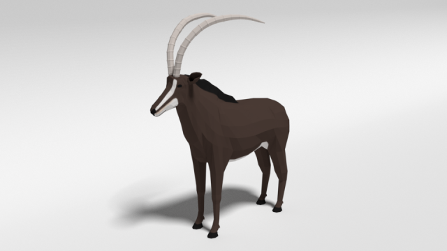 low poly cartoon sable antelope Modelo 3D .c4d .max .obj .3ds .fbx .stl .blend 