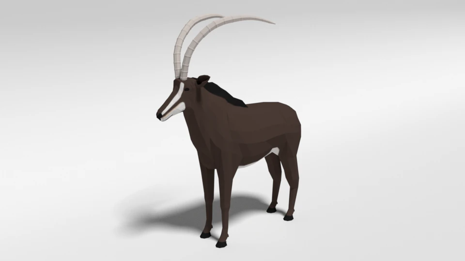 low poly cartoon sable antelope 3D Model .c4d .max .obj .3ds .fbx .stl .blend
