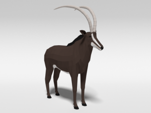 low poly cartoon sable antelope Modelo 3D