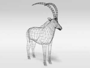 low poly cartoon sable antelope Modelo 3D
