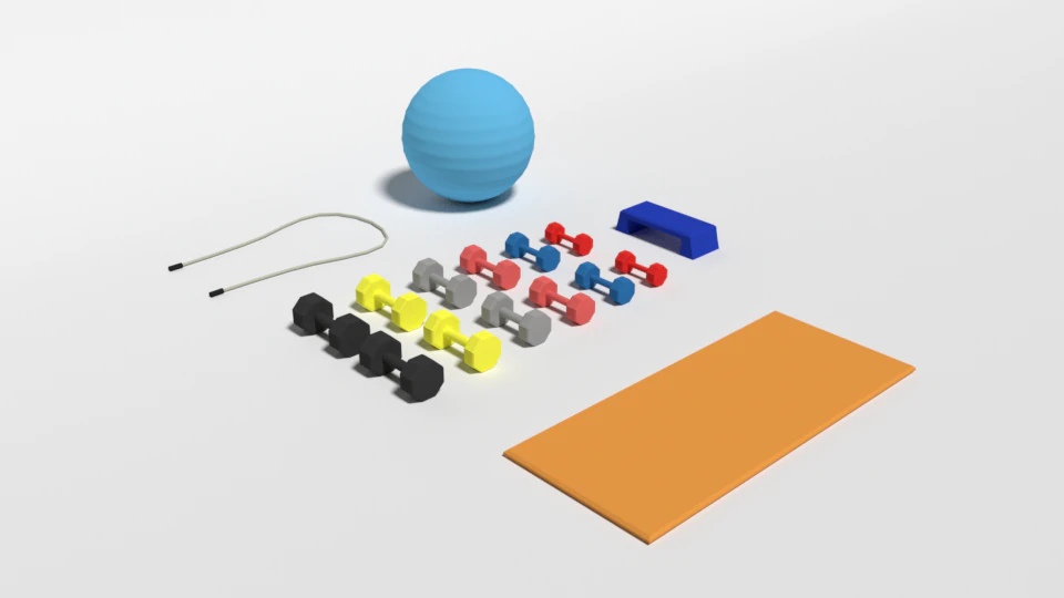 low poly cartoon gym equipmen 3D Model .c4d .max .obj .3ds .fbx .stl .blend 