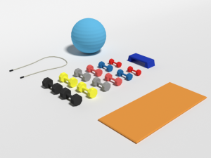 low poly cartoon gym equipmen 3D Model