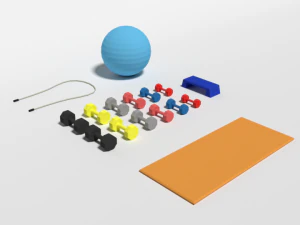 &eacute;quipement de gymnastique de dessin anim&eacute; low poly Modèle 3D