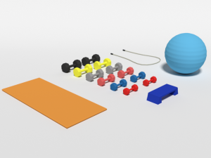 low poly cartoon gym equipmen 3D 모델