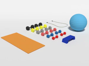 low poly cartoon gym equipmen 3D Model