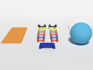 low poly cartoon gym equipmen 3D Model