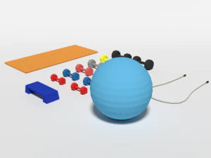 low poly cartoon gym equipmen 3D Model