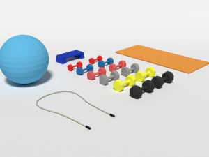 low poly cartoon gym equipmen 3D Model