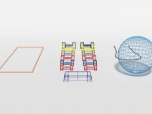 low poly cartoon gym equipmen 3D Model