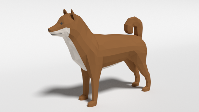 low poly cartoon shiba inu dog 3D 模型 .c4d .max .obj .3ds .fbx .stl .blend 