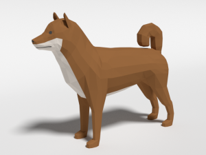 low poly cartoon shiba inu dog 3D Model