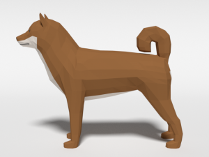 low poly cartoon shiba inu dog 3D 模型
