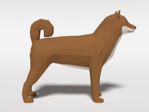 low poly cartoon shiba inu dog 3D 模型