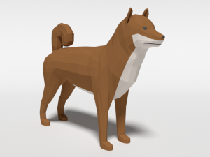 low poly cartoon shiba inu dog 3D 模型