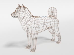 low poly cartoon shiba inu dog 3D 模型