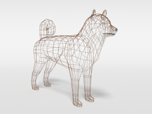 low poly cartoon shiba inu dog 3D 模型