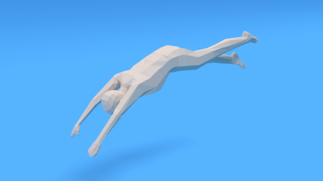 low poly kid diving 3D 모델 .c4d .max .obj .3ds .fbx .stl .blend 