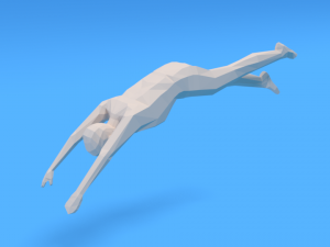 low poly kid diving 3D Модель