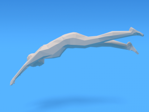 low poly kid diving 3D 모델
