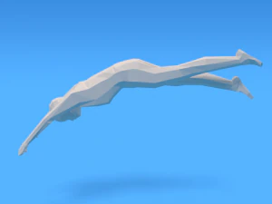 low poly kid diving 3D Model