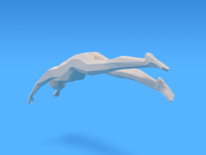 low poly kid diving 3D 모델
