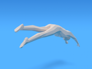 low poly kid diving 3D 모델
