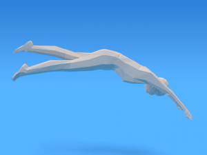 low poly kid diving 3D 모델