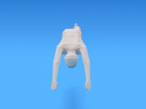 low poly kid diving 3D Model