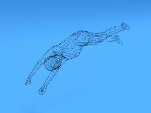 low poly kid diving 3D Model