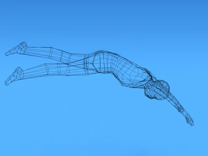 low poly kid diving 3D Model